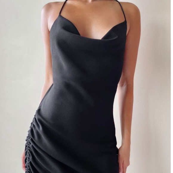 Ruched Cowl Neck Dress - Picture 9 of 11